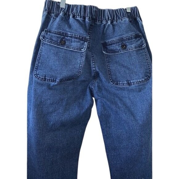 Elastic Waist Womens Denim Jeans Size 30L Relaxed Fit Blue - Picture 7 of 9